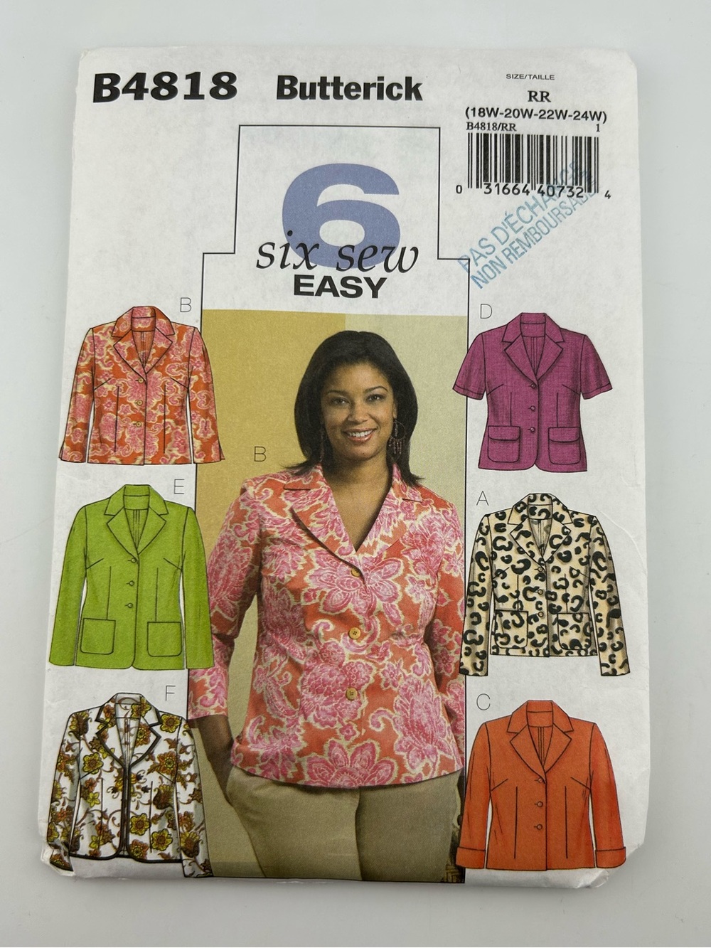 2 for 22$ 🧵 BUTTERICK 🧵 Women’s/Women’s Petite Jacket Sewing Pattern 4818